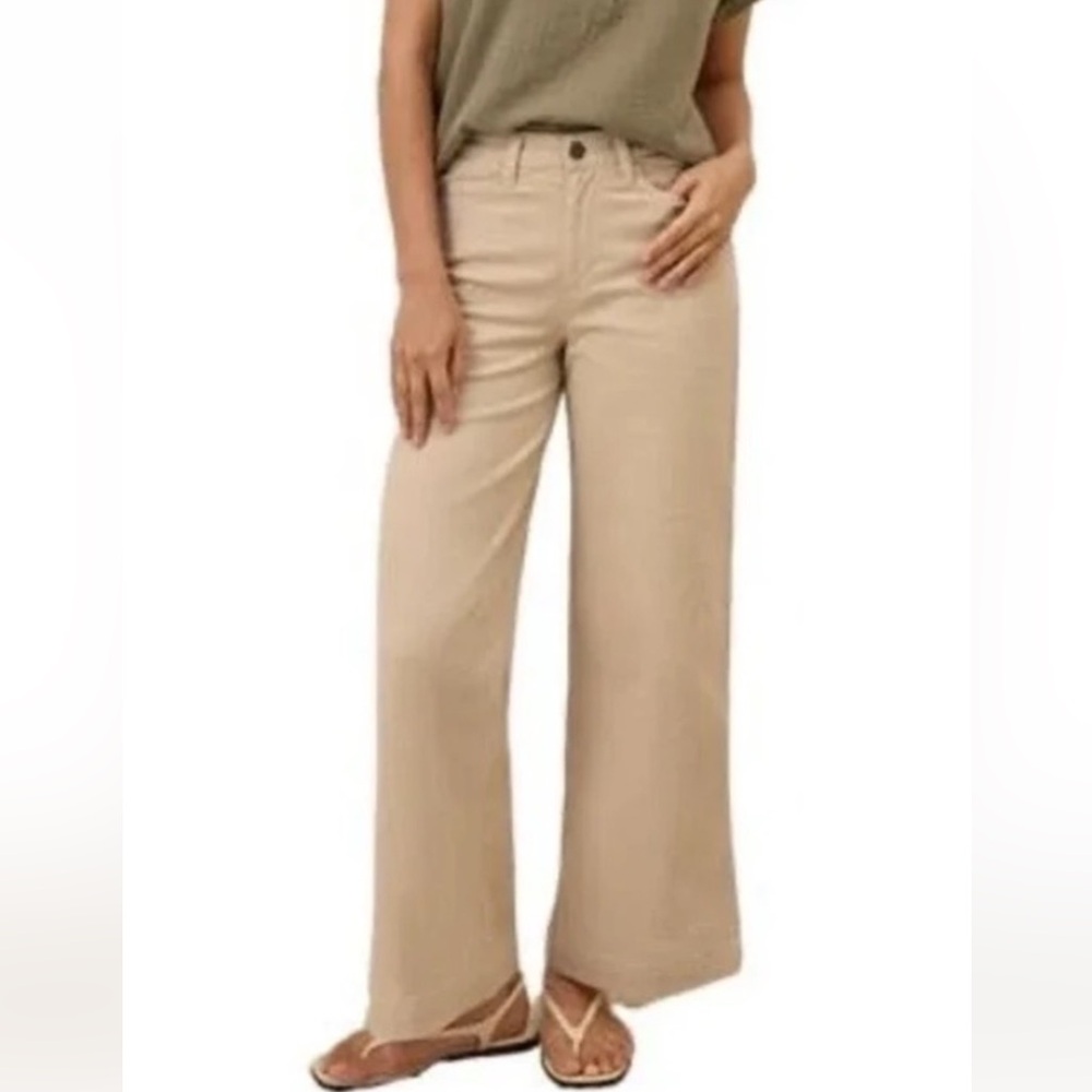 Pact Organic Cotton Stretch Twill Wide Leg Pant Ecru Beige Oatmeal xl